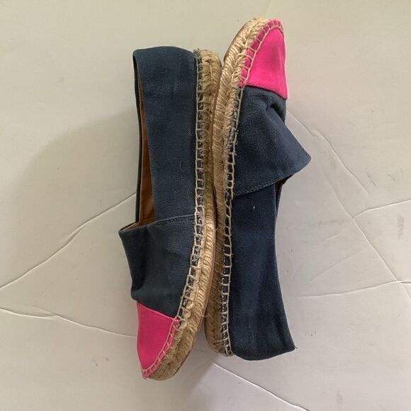 J Crew color block espadrilles blue with hot pink toe cap canvas upper size 8 - Picture 8 of 10